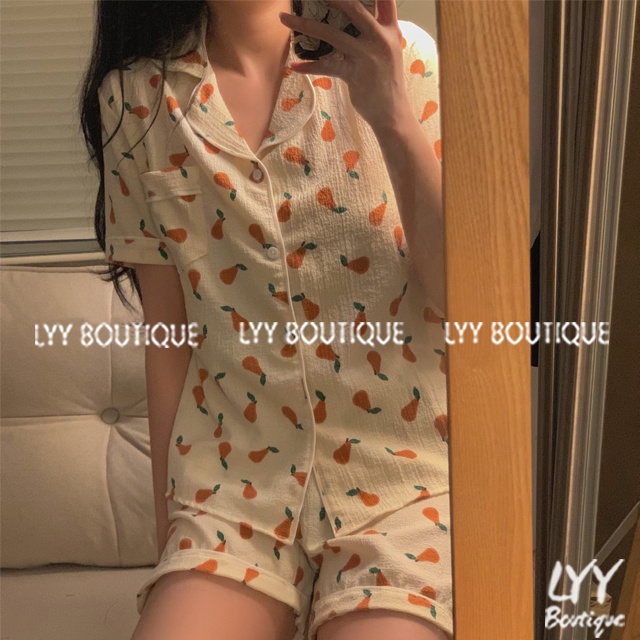 Bộ ngủ pijama nữ mặc ở nhà dáng trơn cổ 2 ve cộc tay chất ĐŨI XỐP siêu mát siêu xinh LYY BOUTIQUE