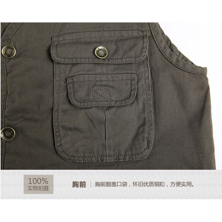 Áo Ghi-Lê Cotton Nhiều Túi Phong Cách Mùa Thu Thời Trang Cho Nam | BigBuy360 - bigbuy360.vn