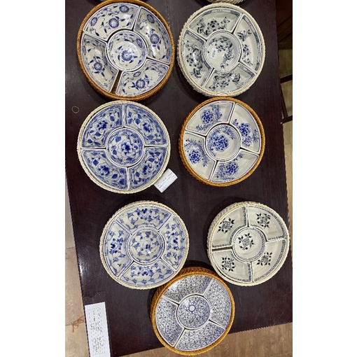 Bộ bát đĩa khay mây sứ Bát Tràng