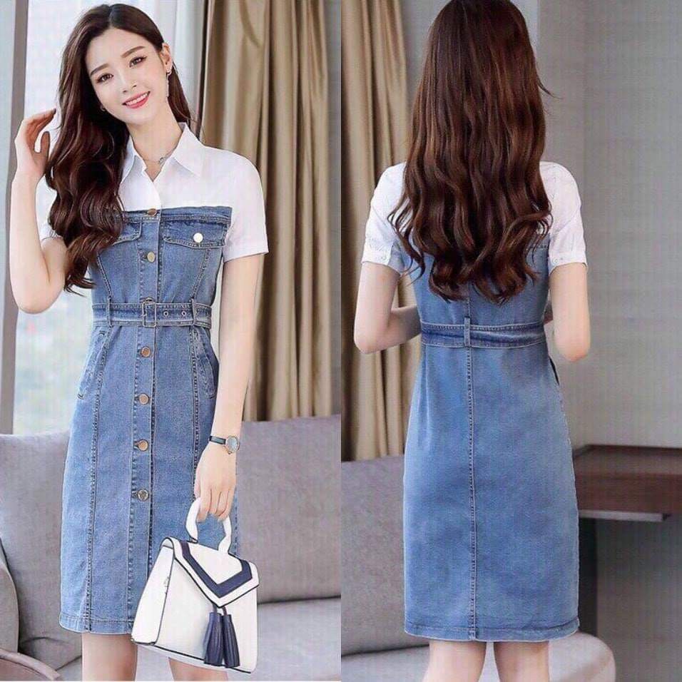 HN1341 ĐẦM JEAN PHỐI CỔ SƠ MI SANG TRỌNG CÓ SIZE LỚN - HÀNG NHẬP KHẨU Giá : 440,000 VNĐ Mã số: HN1341 Size S M L XL XXL