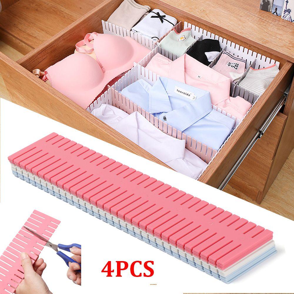 ZAIJIE24 Set 4 Tấm Nhựa Chia Ngăn Đựng Đồ Lót / Vớ Đa Năng Tiện Dụng