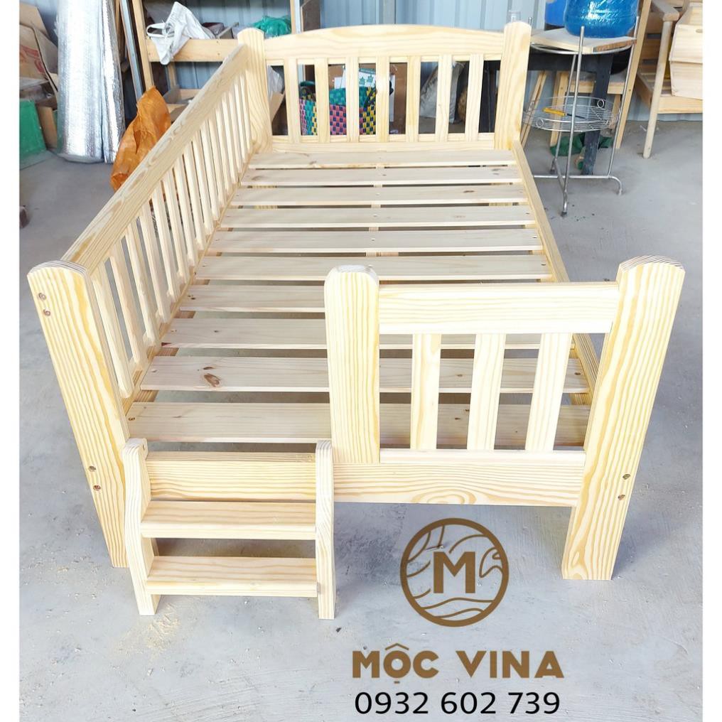 Giường cũi gỗ thông nhập khẩu cho bé size ngang 1m x dài 2m x cao 30cm kiểu dáng hiện đại Mộc Vina