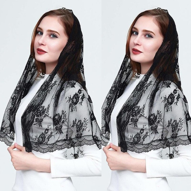 Mạng Che Mặt Màu Đen Thêu Hoa Tinh Tế Dành Cho Nhà Thờ Công Giáo ONERI