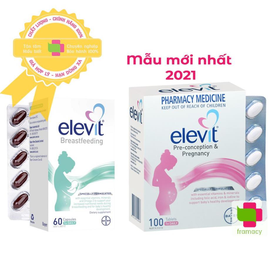 Vitamin tổng hợp Elevit Bầu, Úc (100 viên) bổ sung Vitamin C, D3, Axit Folic cho mẹ bầu, mẹ sau sinh