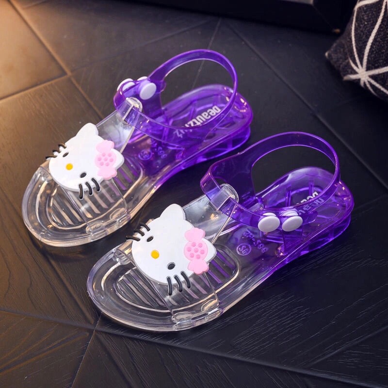 Giày Sandal Nhựa Dẻo Trong Suốt Đế Mềm Chống Trượt Chống Thấm Nước Thời Trang Mùa Hè Cho Bé Gái