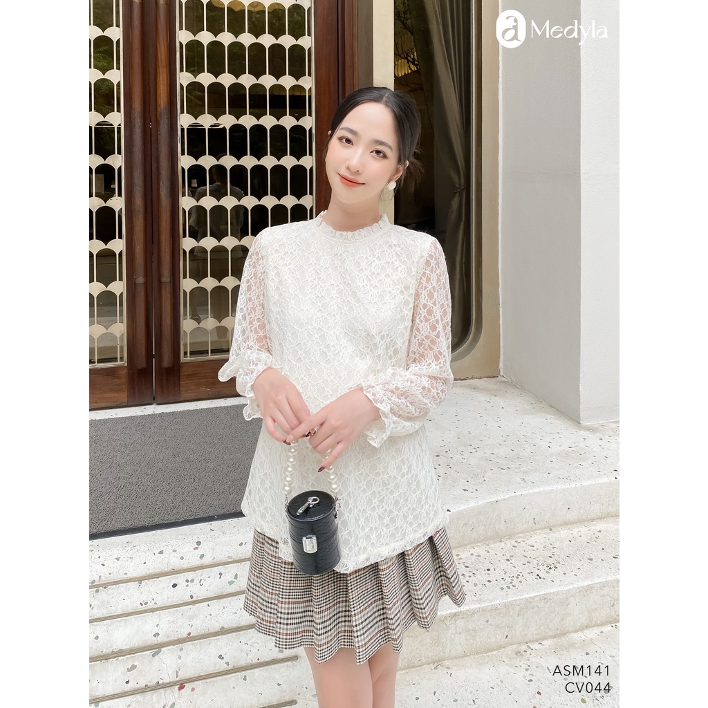 MEDYLA - Áo bầu công sở 2 lớp ren lót lụa cho bầu đi làm đi chơi cực xinh - ASM141