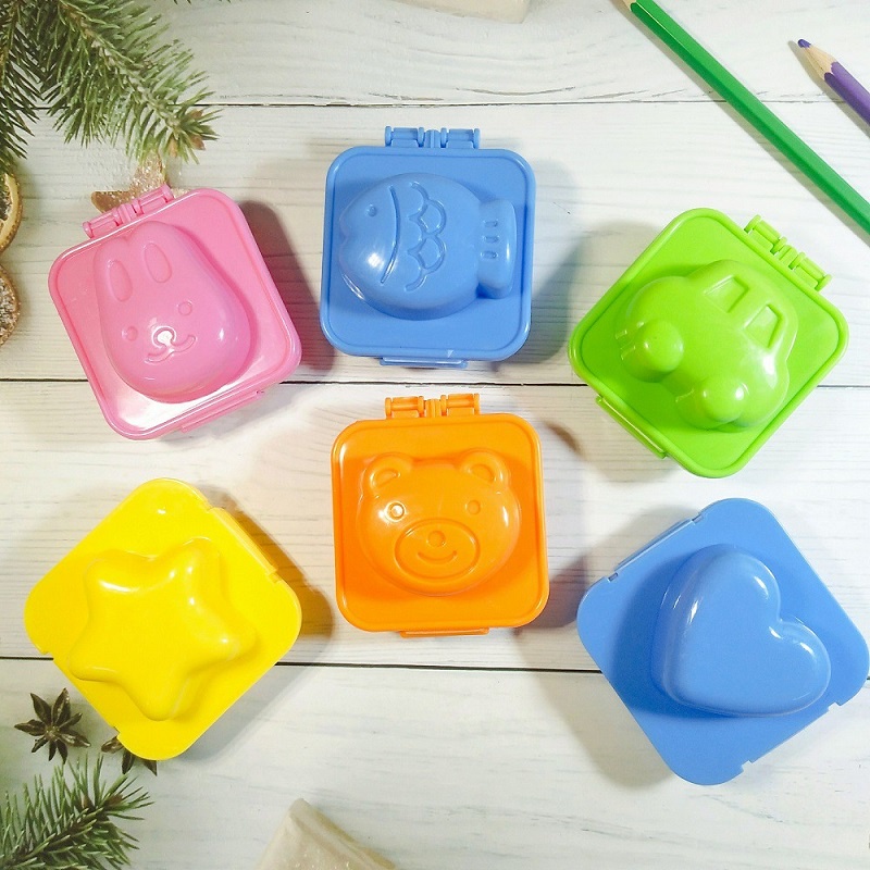 Set 6 Khuôn Cơm Khuôn Làm Bánh Cho Bé Tạo Hình Ngộ Nghĩnh Chất Liệu Nhựa, Nhiều Màu