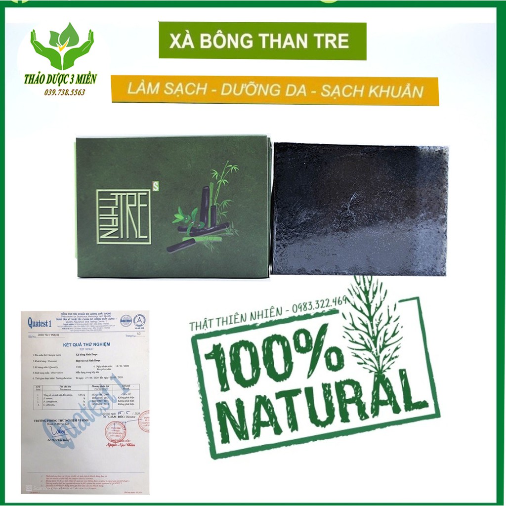 Xà bông than tre sinh dược organic bánh 100gr sạch mát da, ngừa mụn, sát khuẩn, tẩy da chết, mùi bạc hà tươi mát | BigBuy360 - bigbuy360.vn