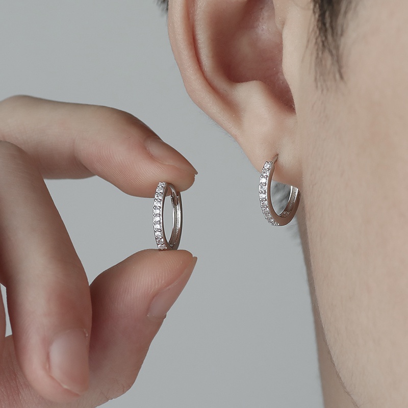 Khuyên Tai Đính Đá Phong Cách Hiphop Đơn Giản Thời Trang Cho Cặp Đôi