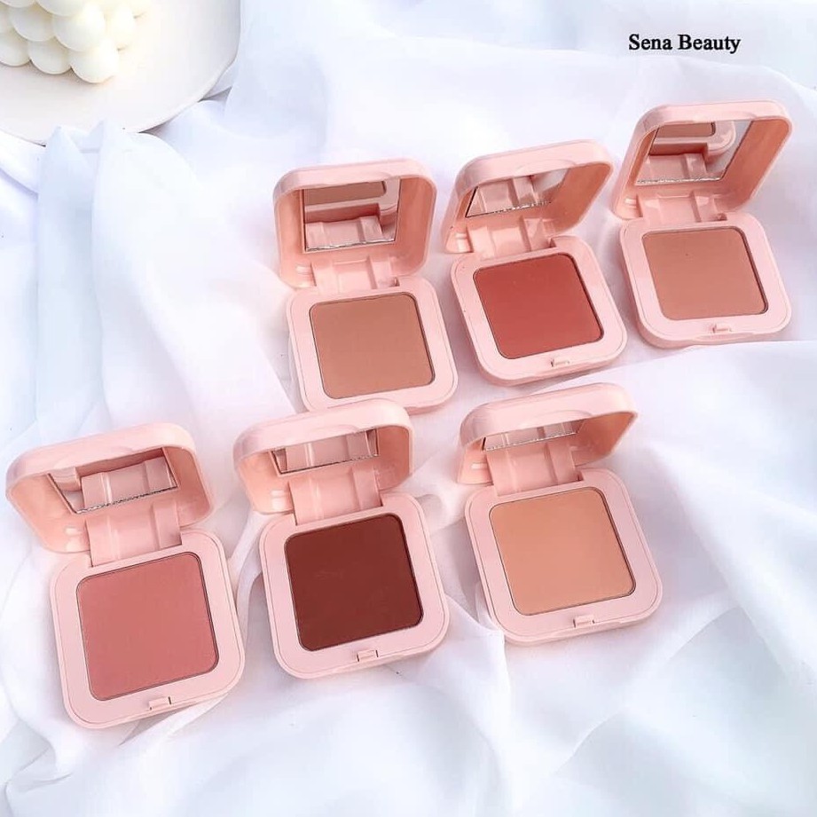 HỘP PHẤN MÁ GEOMETRY ĐƠN SẮC HỒNG CÓ GƯƠNG SIÊU TIỆN