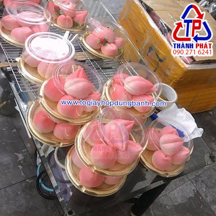 Hộp A1680 đựng bánh bao đào tiên - Hộp đựng bánh kem 14cm - Hộp đựng bánh bông lan trứng muối