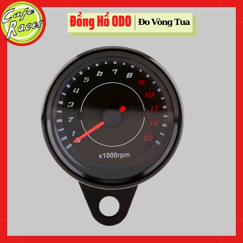 Đồng hồ classic đo tua máy vỏ sắt sơn đen tĩnh điện có đèn nền khi tối hàng tốt giá rẻ độ xe CAFE RACER