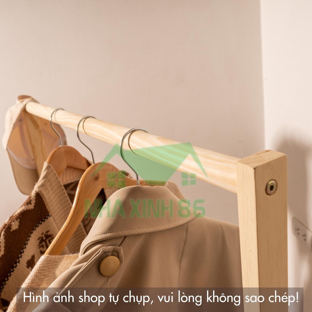 Kệ Treo Quần Áo Gỗ Thanh Đơn Gỗ Thông 1997store_vn – Thanh Đơn Treo Quần Áo - Kích Thước 120x76x34cm – BH 1 năm