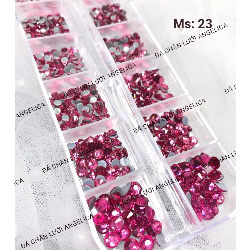 Khay Đá Nail Chân Keo Màu Hồng Đậm Mix Size Chính Hãng Trang Trí Móng ANGELICA CK23