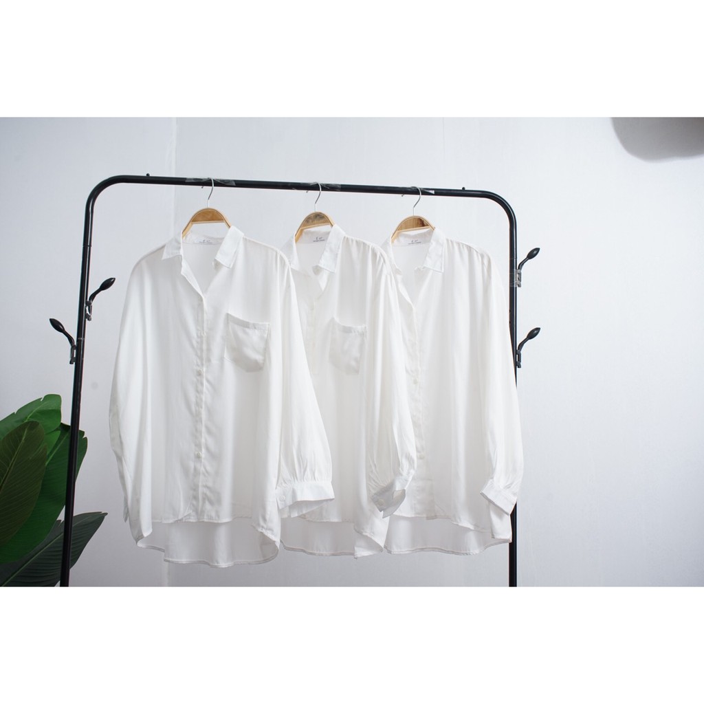 Áo sơ mi trắng nữ dài tay dáng rộng kiểu sáng basic | BigBuy360 - bigbuy360.vn