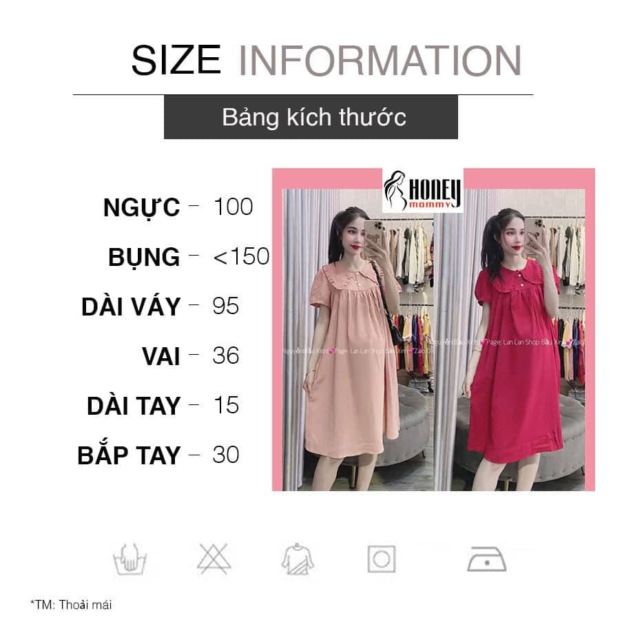 Váy Bầu Dáng Suông Cổ Sen