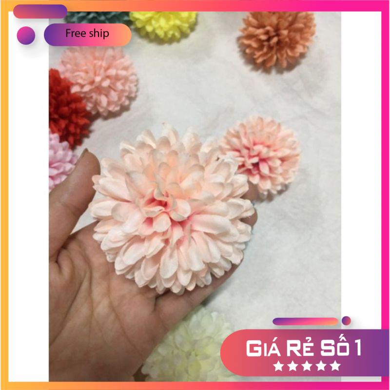 Đầu bông cúc xù_cúc bing bong 7cm_hoa giả, hoa lụa