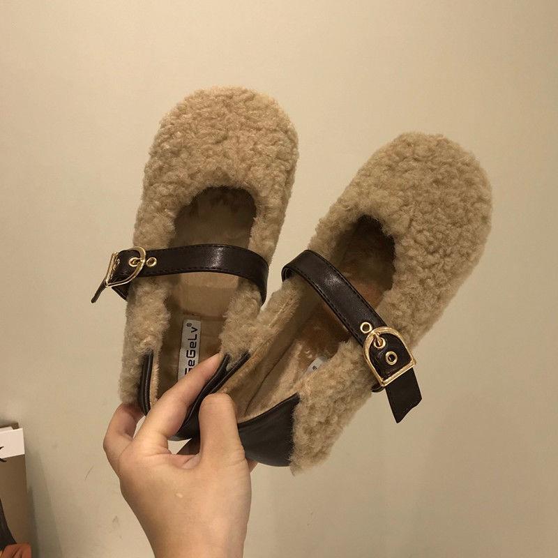 Giày Búp Bê Nữ Phủ Lông Thời Trang Hàn