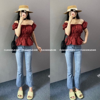 |cuahangjeans| Có tách set áo và quần jeans ống loe lai cắt co giãn 3 màu