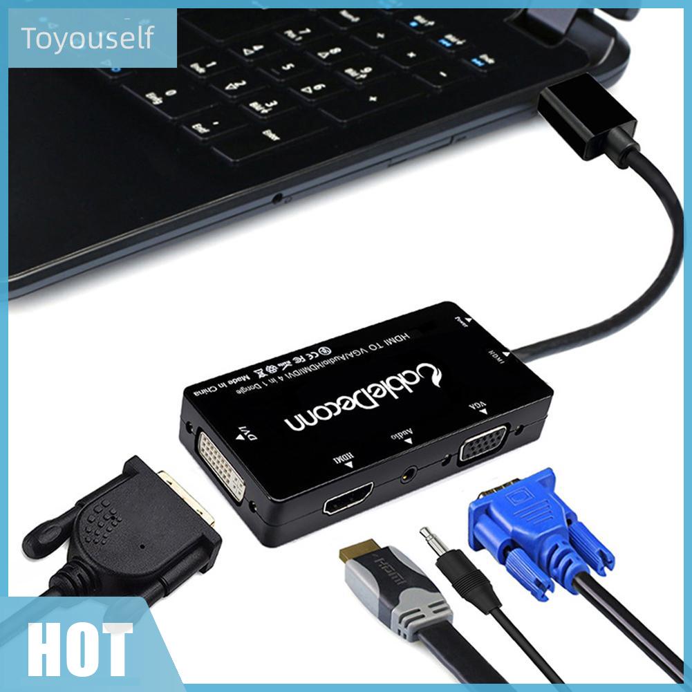 Cáp chuyển đổi 4 trong 1 từ Micro USB sang HDMI VGA DVI HD TV Port