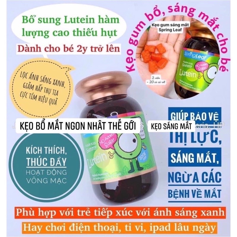 Kẹo dẻo bổ mắt cho bé từ 2 tuổi Spring Leaf hộp 80 viên