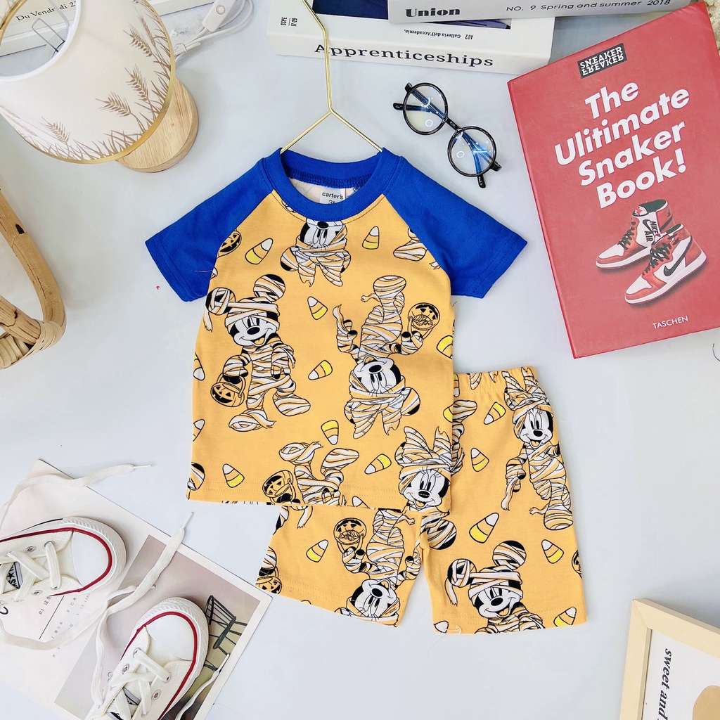 (Link 2) Bộ ngắn raplan Bigbaby chất thun cotton mềm mát họa tiết dễ thương nhiều mẫu cho bé trai 9-19kg