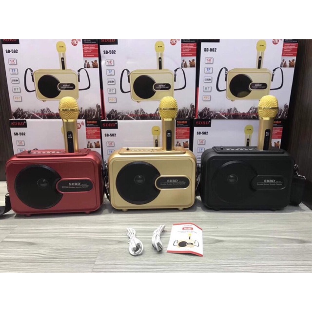 Loa Bluetooth Karaoke SD-502 xách tay kèm Mic không dây