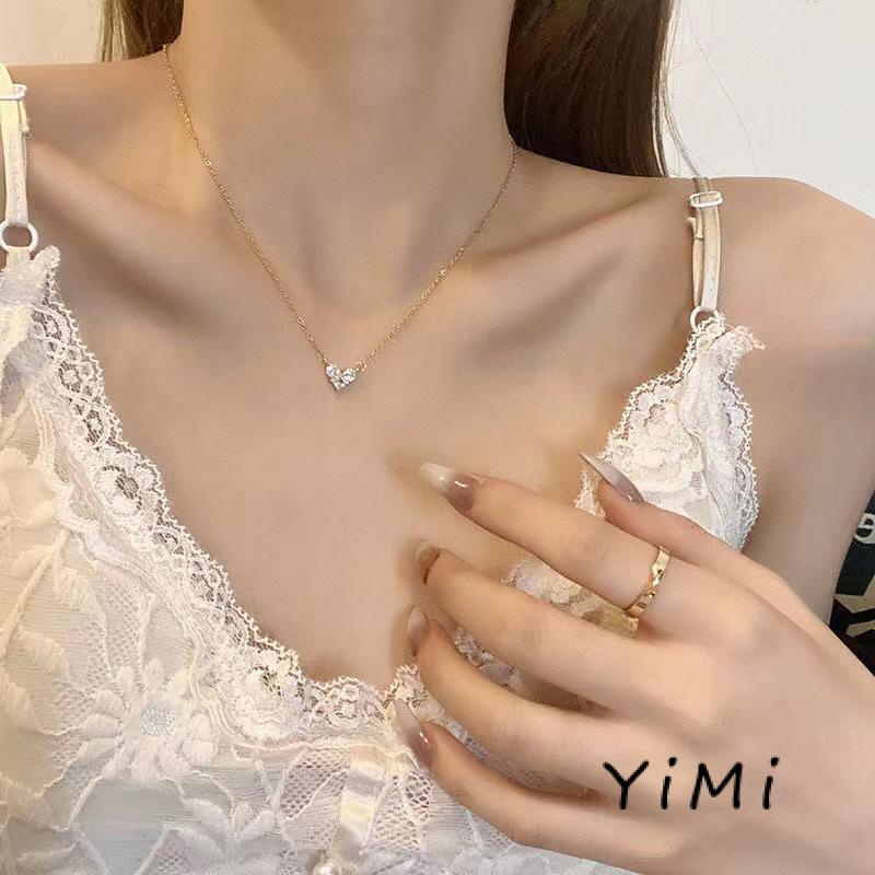 Vòng cổ Mặt Hình Trái Tim Đính Đá Zircon Thời Trang Cho Nữ