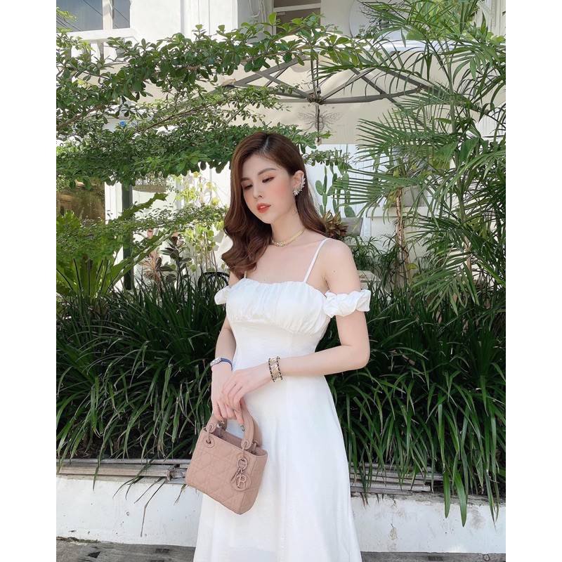 [Mã WASTMAY giảm 15% tối đa 30K đơn 150K] Đầm trắng midi rớt vai | BigBuy360 - bigbuy360.vn