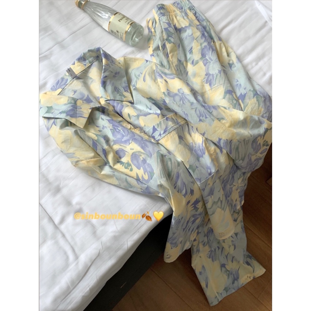 Bộ Đồ Ngủ In Hoa Sơn Dầu Phong Cách Nhật Bản Mới La126