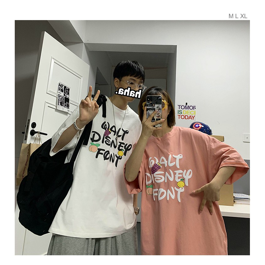 Áo thun tay lỡ 🍇 WALT DISNEY FONT 🍇 phông Unisex nam nữ tee oversize form rộng pull Ulzzang Streetwear Hàn Quốc vải mềm