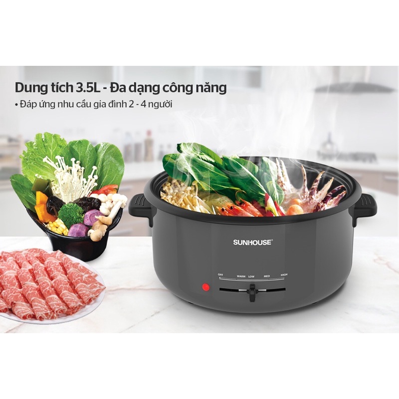 Lẩu điện Sunhouse SHD4523 bảo hành chính hãng 12 tháng