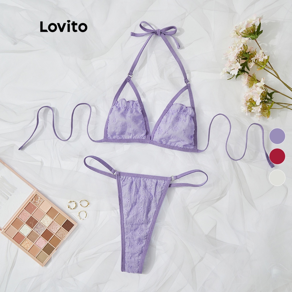Quần Lovito Lót 3 / 4 Không Đệm Thoáng Khí L31ED009 (Trắng / Burgundy / Tím)