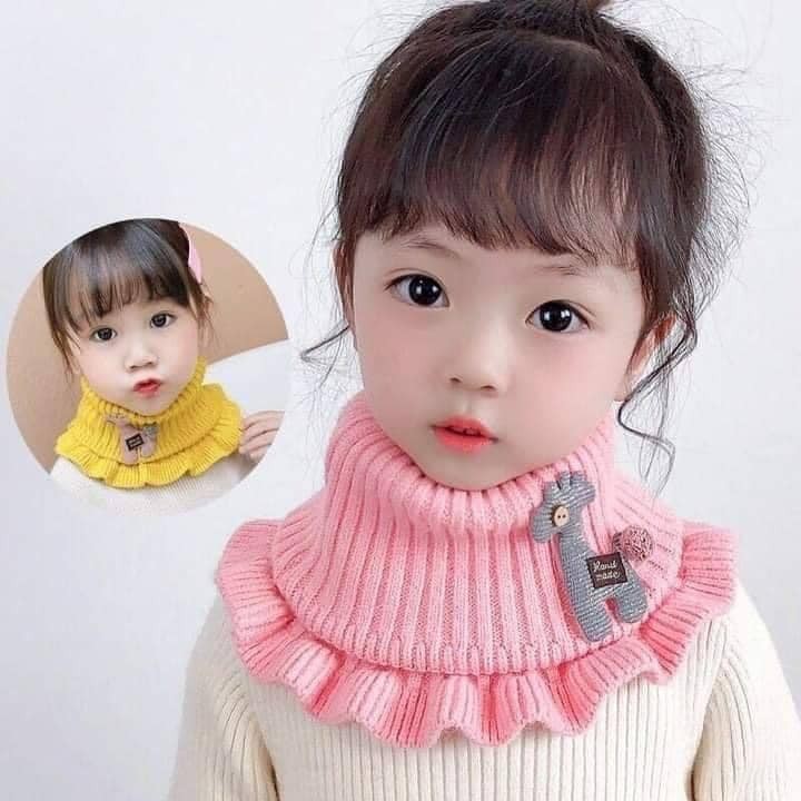 Khăn quàng cổ cho bé gái vải len mềm ấm họa tiết hoạt hình dễ thương mùa đông 2020 - khan len quang co be gai