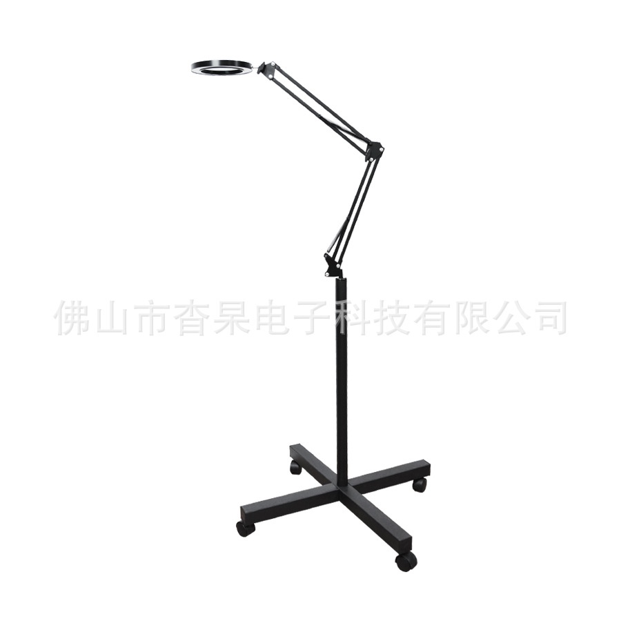 Đèn LED kính lúp phun săm, nối mi, spa, thẩm mỹ Viện đổi 3 màu 10 cáp sáng kèm đế 4 bánh xe di chuyển