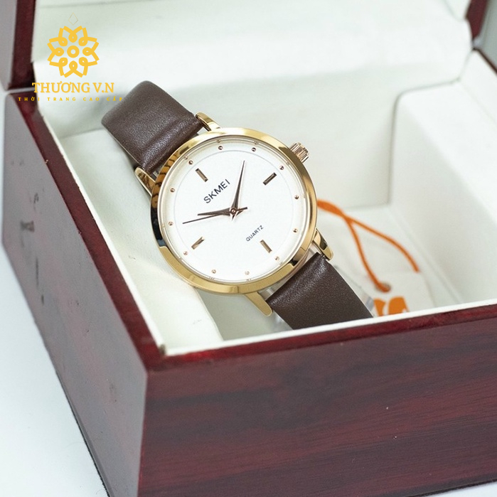 Đồng Hồ Nữ Skmei 1457 Chính Hãng Dây Da Thời Trang Cao Cấp Hình Thật 100% Chống Nước Tốt