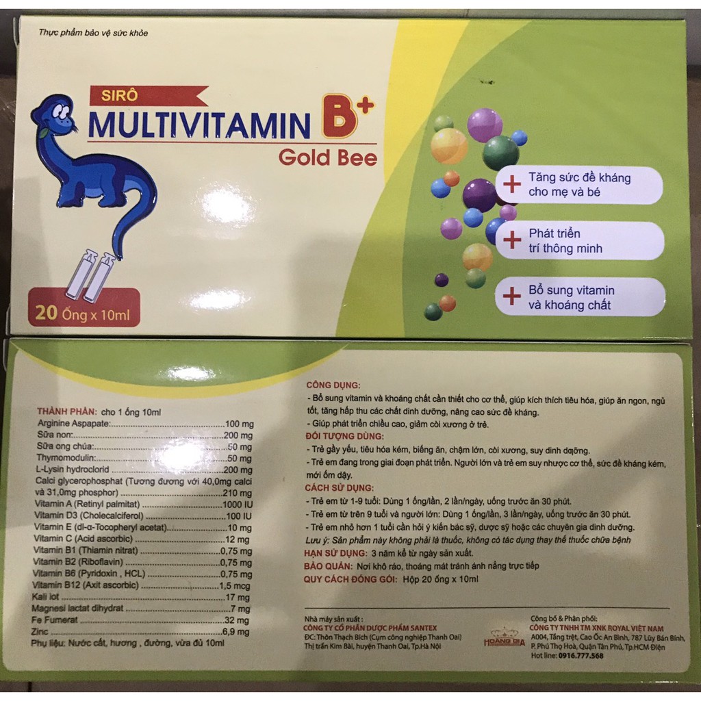 Siro bổ Multivitamin B+ Goldbee ( hộp 20 ống)
