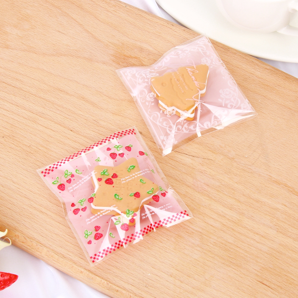 100pcs Flower Self-adhesive Biscuit Pastry Tool Baking Cookie Bags