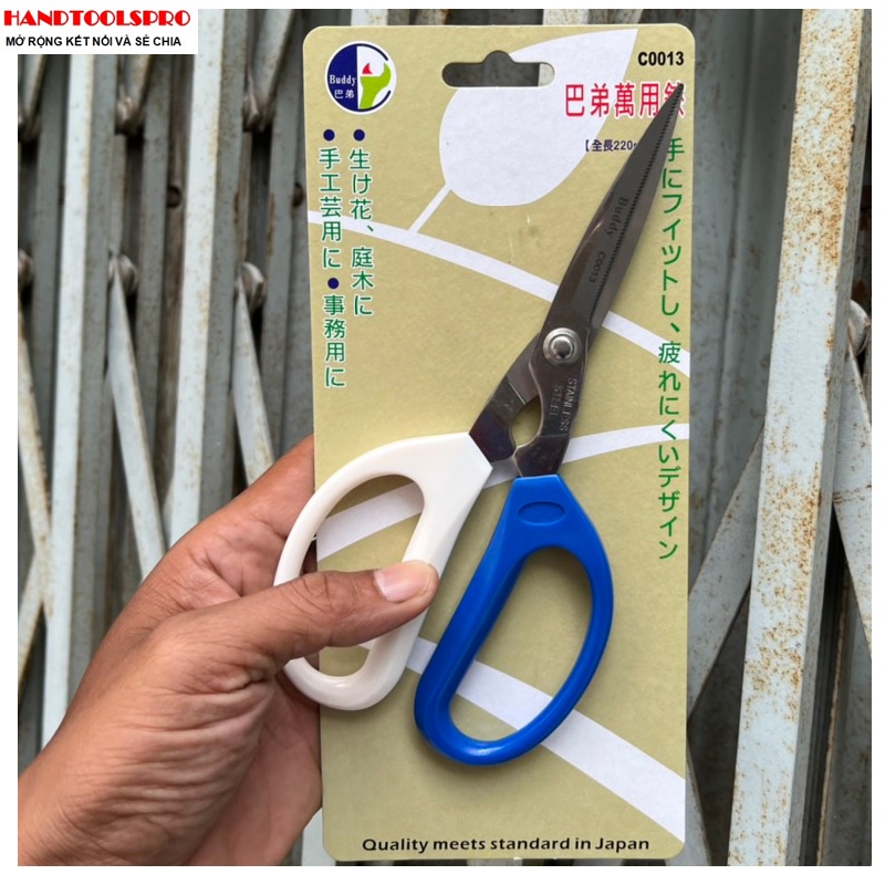 Kéo đa năng cán trắng xanh C0013 BUDDY
