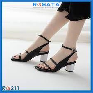 Giày sandal nữ cao gót đế cao 5 phân màu đen hàng hiệu rosata ro211