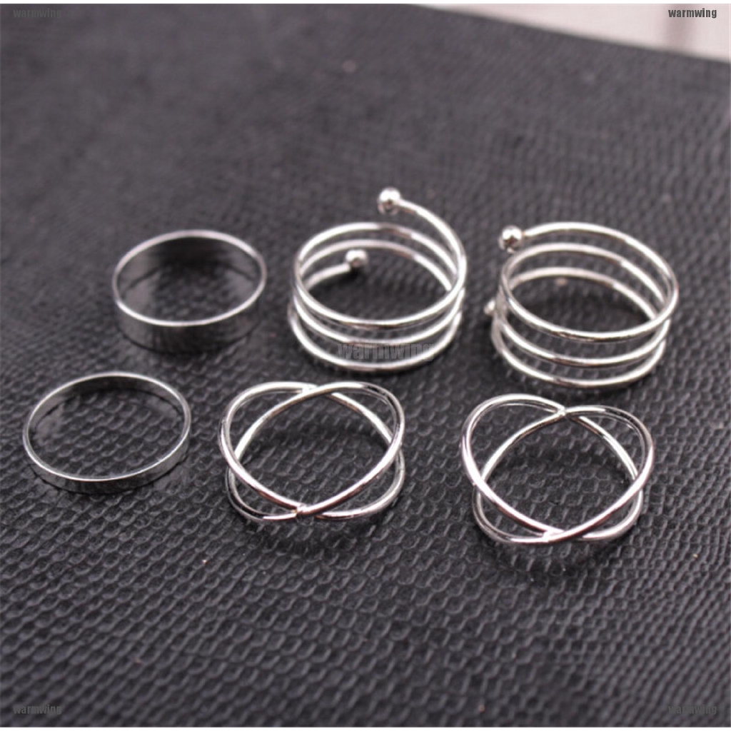 (MớI) Bộ 6 NhẫN HợP Kim NhiềU KiểU DáNg
