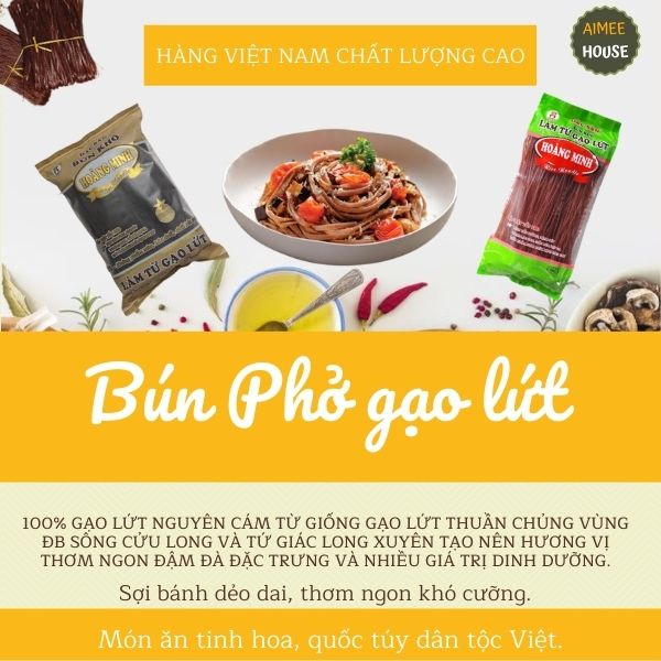 COMBO 2 gói Bún gạo lứt đỏ Hoàng Minh (250g) cao cấp, mềm dẻo dai, thơm ngon, Aimee House | BigBuy360 - bigbuy360.vn