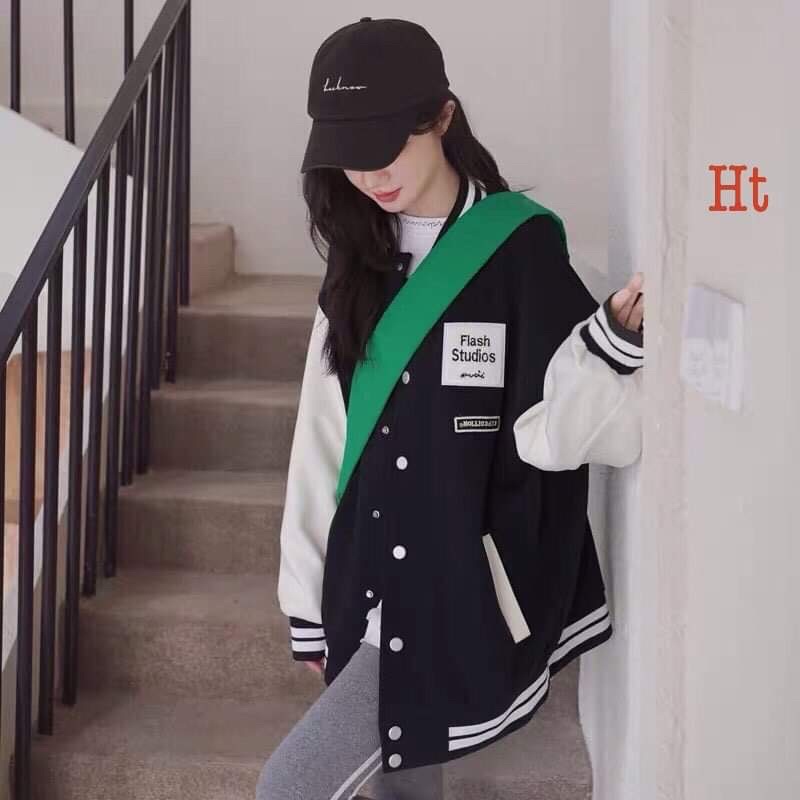 Áo khoác bomber phối tay flash HT12