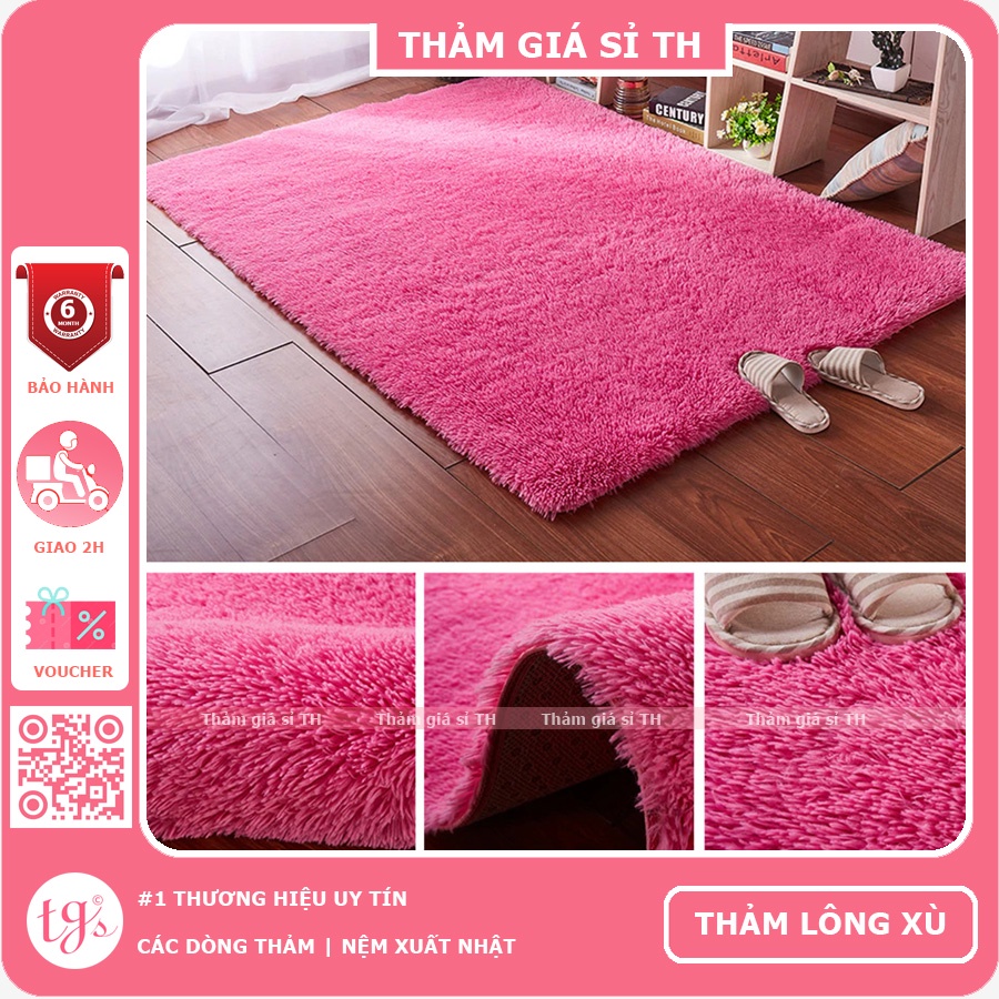 Thảm Lông Trải Sàn Phòng Khách Lông Xù Đỏ Hoa Hồng100X160