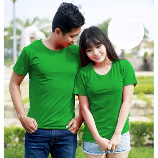 Áo thun trơn cổ tròn nam - nữ màu xanh két