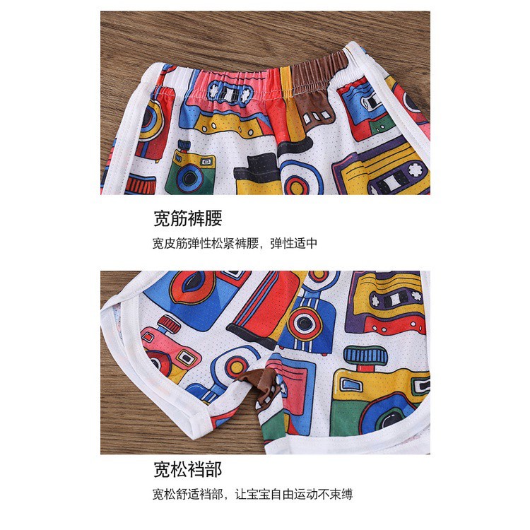 Set áo sát nách + quần short vải lụa lạnh phối lưới thoáng khí nhanh khô phong cách thể thao mới cho bé