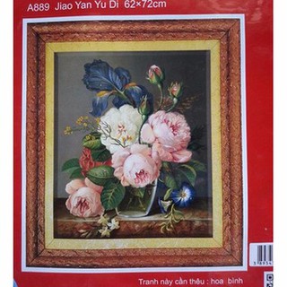 Tranh thêu chữ thập bình hoa a889-62x72cm