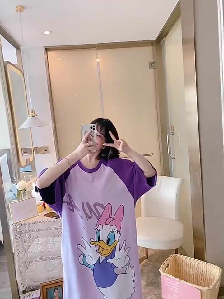 Váy ngủ big size nữ 50-90Kg đầm ngủ mặc nhà in hoạt hình cute dễ thương mùa hè  TOZZO VS01 | BigBuy360 - bigbuy360.vn