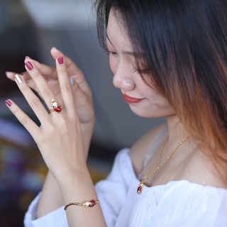 Nhẫn tỳ hưu đính đá cao cấp