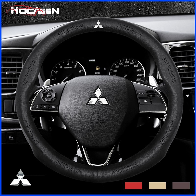 Mitsubishi Bọc vô lăng da bò thật ô tô cao cấp đẹp Cow Leather Steering Wheel Cover Fit Pajero Outlanger ASX Triton Xpander Montero lancer Fortis